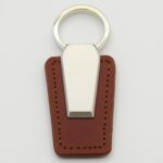 Metal and Leather Coated Keychain with Customized Logo Printing