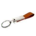 Keychain Brown Leather Long